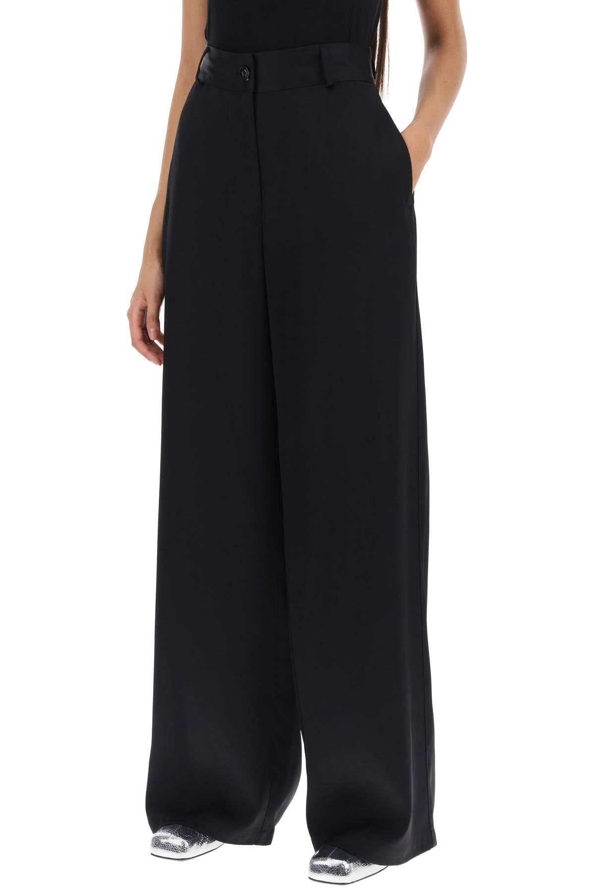 Viscose Silk Pants  - Nero