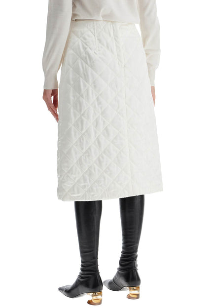 Quilted Midi Skirt  - White