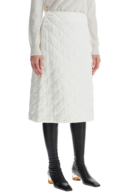 Quilted Midi Skirt  - White