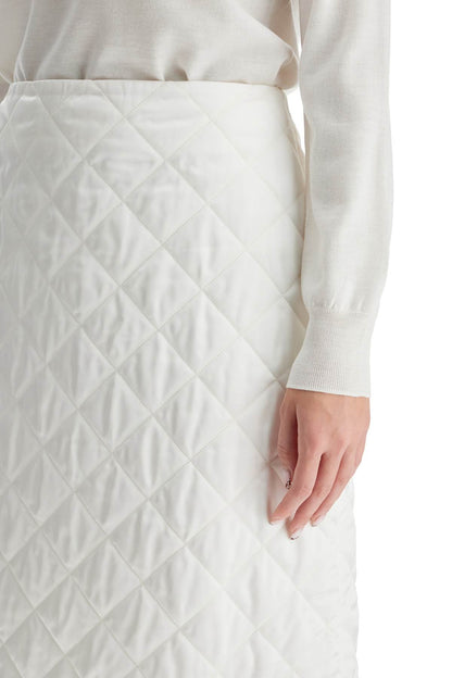 Quilted Midi Skirt  - White