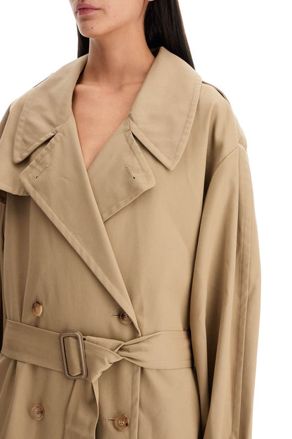 Double-breasted Trench Coat With  - Beige