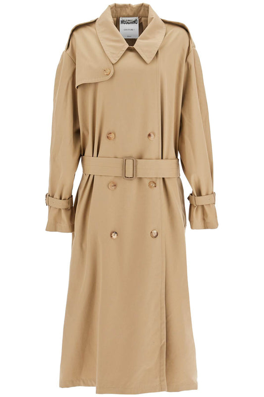 Double-breasted Trench Coat With  - Beige