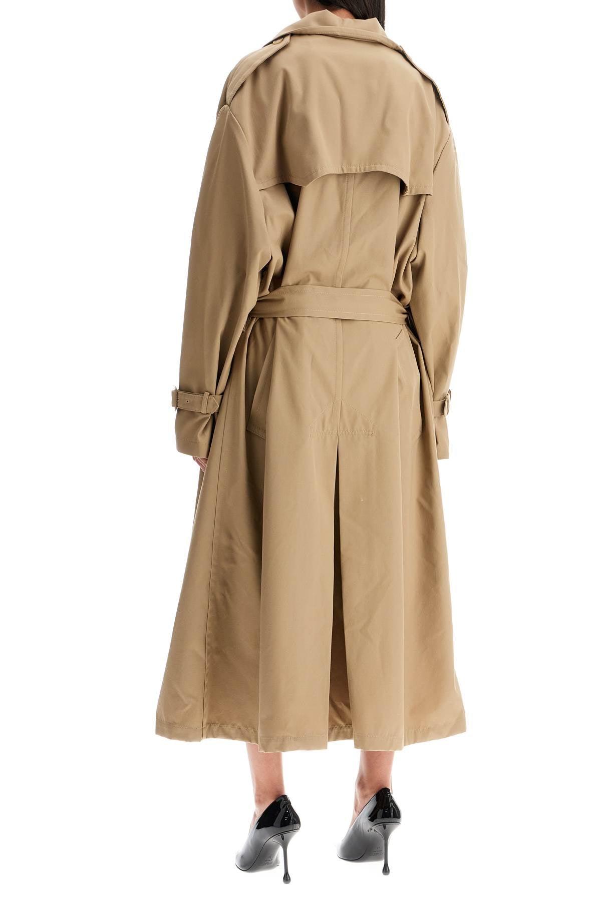 Double-breasted Trench Coat With  - Beige