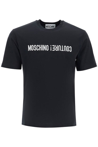 T-shirt With Embroidered Lettering  - Black