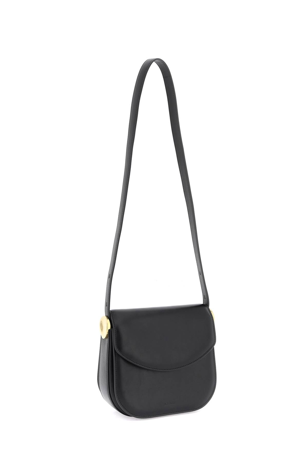 Padded Leather Coin Shoulder Bag With Adjustable Strap  - Black