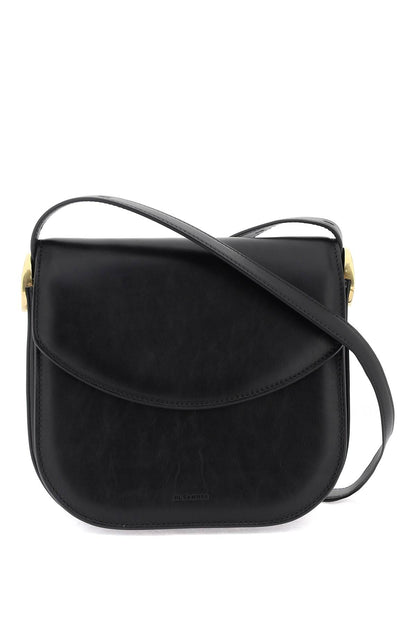 Padded Leather Coin Shoulder Bag With Adjustable Strap  - Black