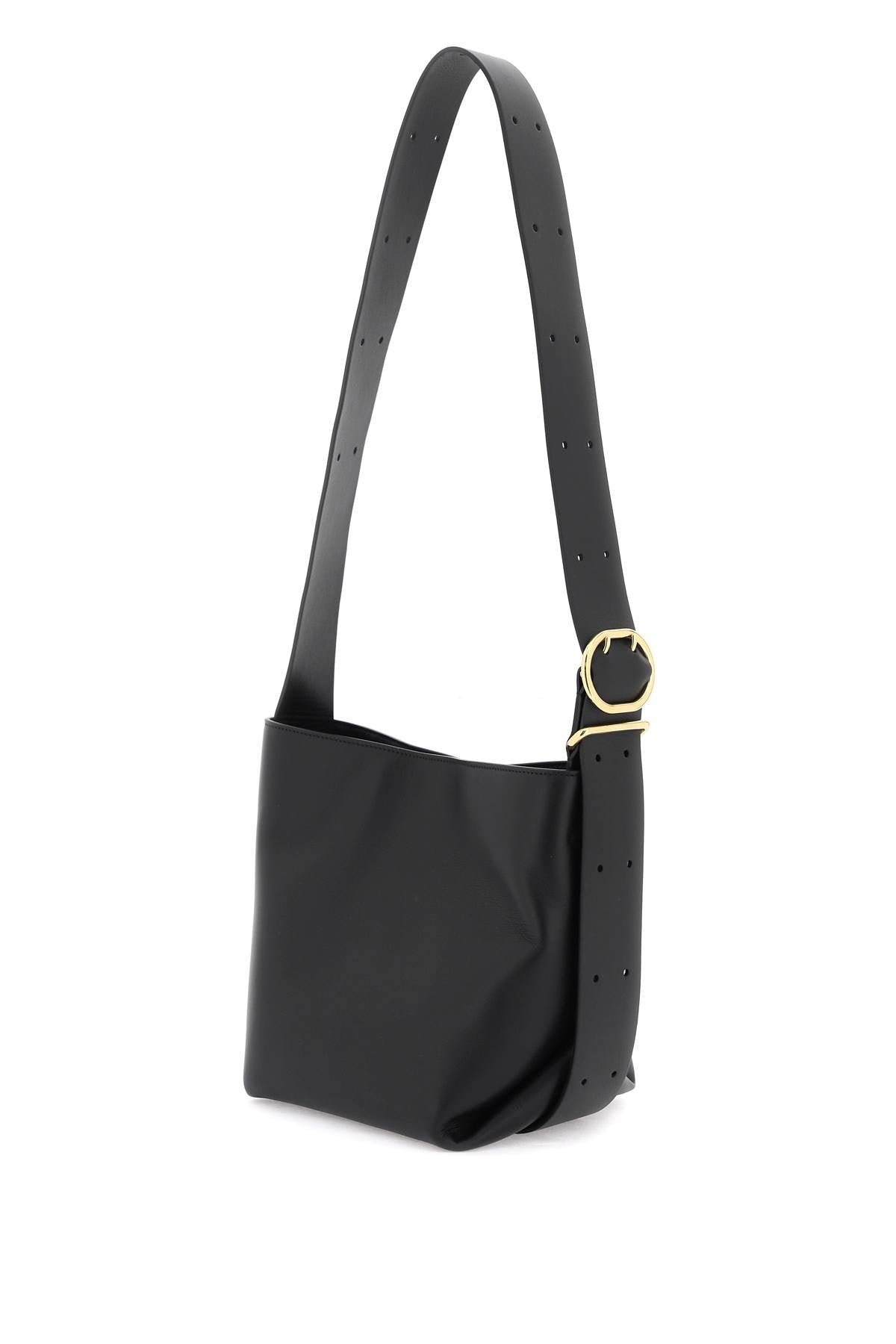 Leather Shoulder Bag  - Black