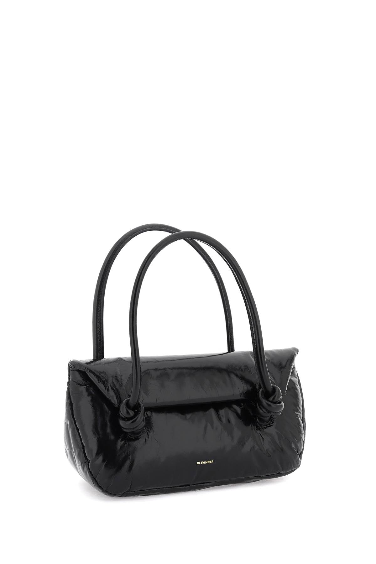 Patent Leather Small Shoulder Bag  - Black