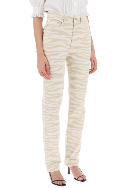 'swigy' Printed Denim Jeans  - White