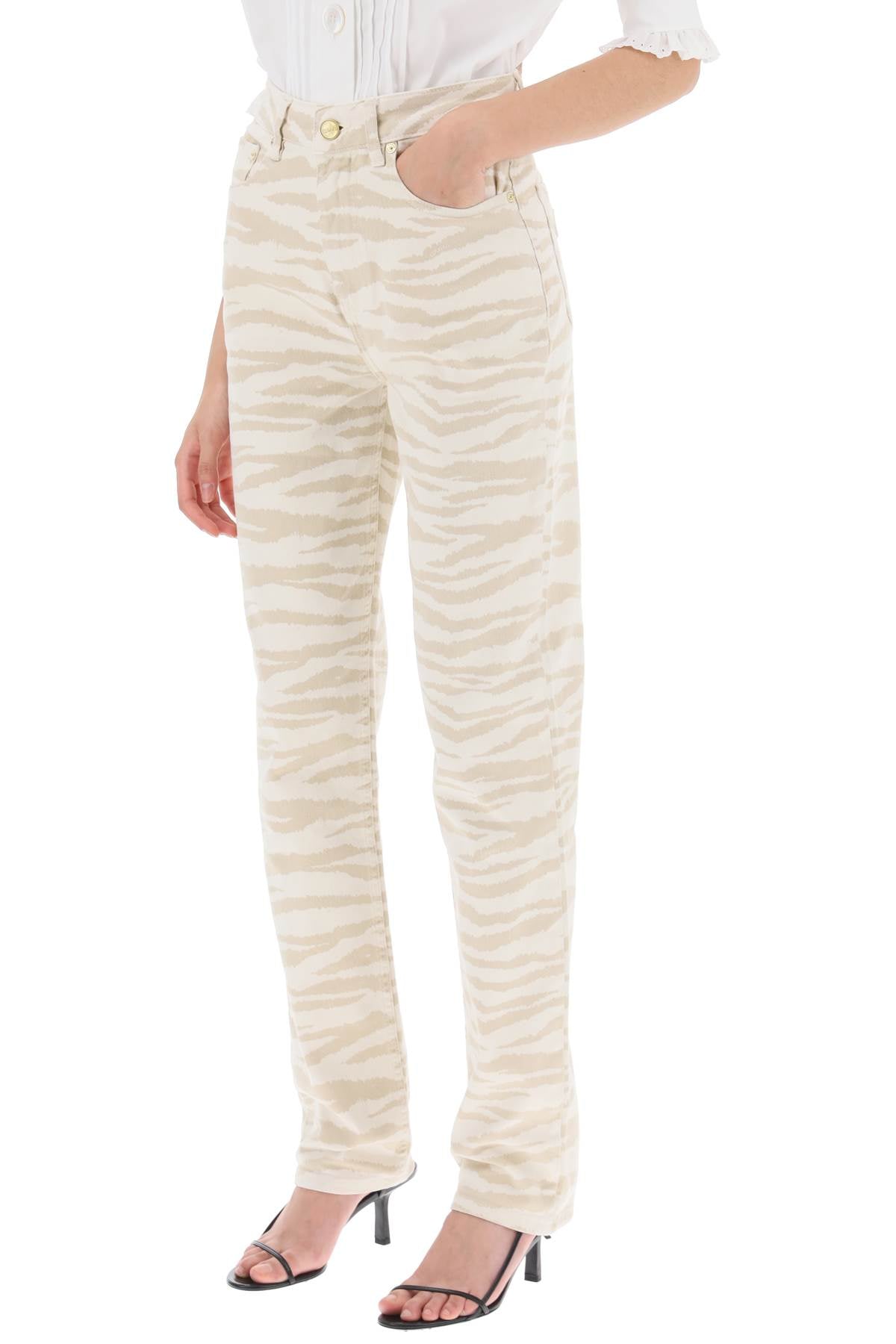 'swigy' Printed Denim Jeans  - White