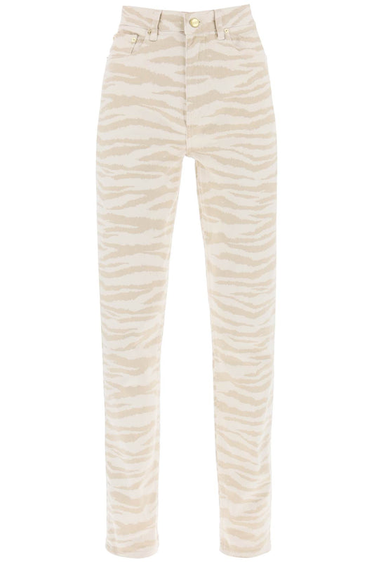 'swigy' Printed Denim Jeans  - White