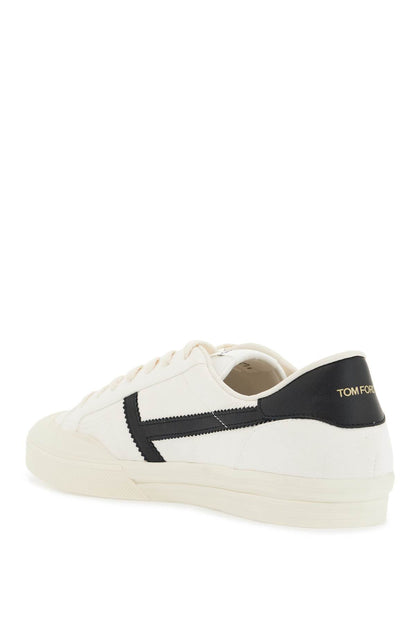 White Low Top Leather Sneakers With Velcro  - White