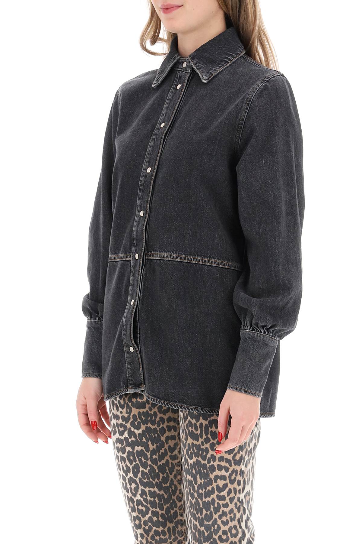 Rhinestone Denim Shirt  - Black