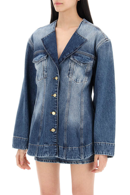 "denim Blazer With Sparkle  - Blue