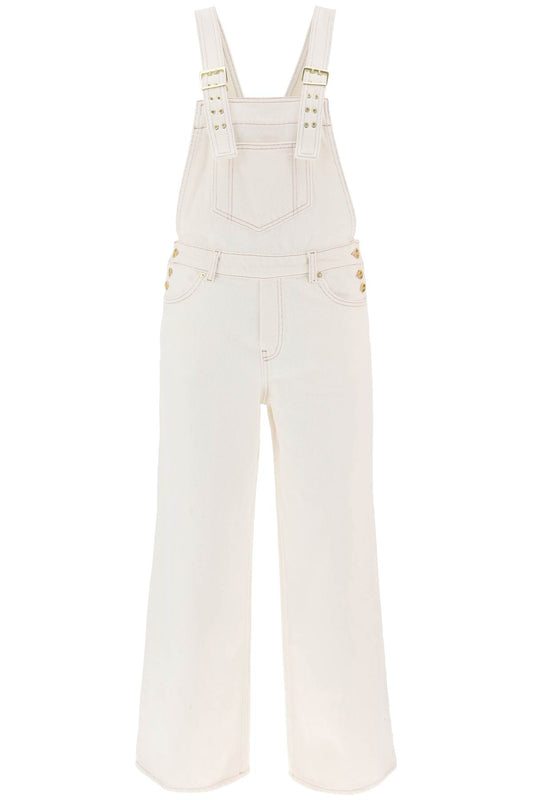 Denim Overall Jumpsuit  - White