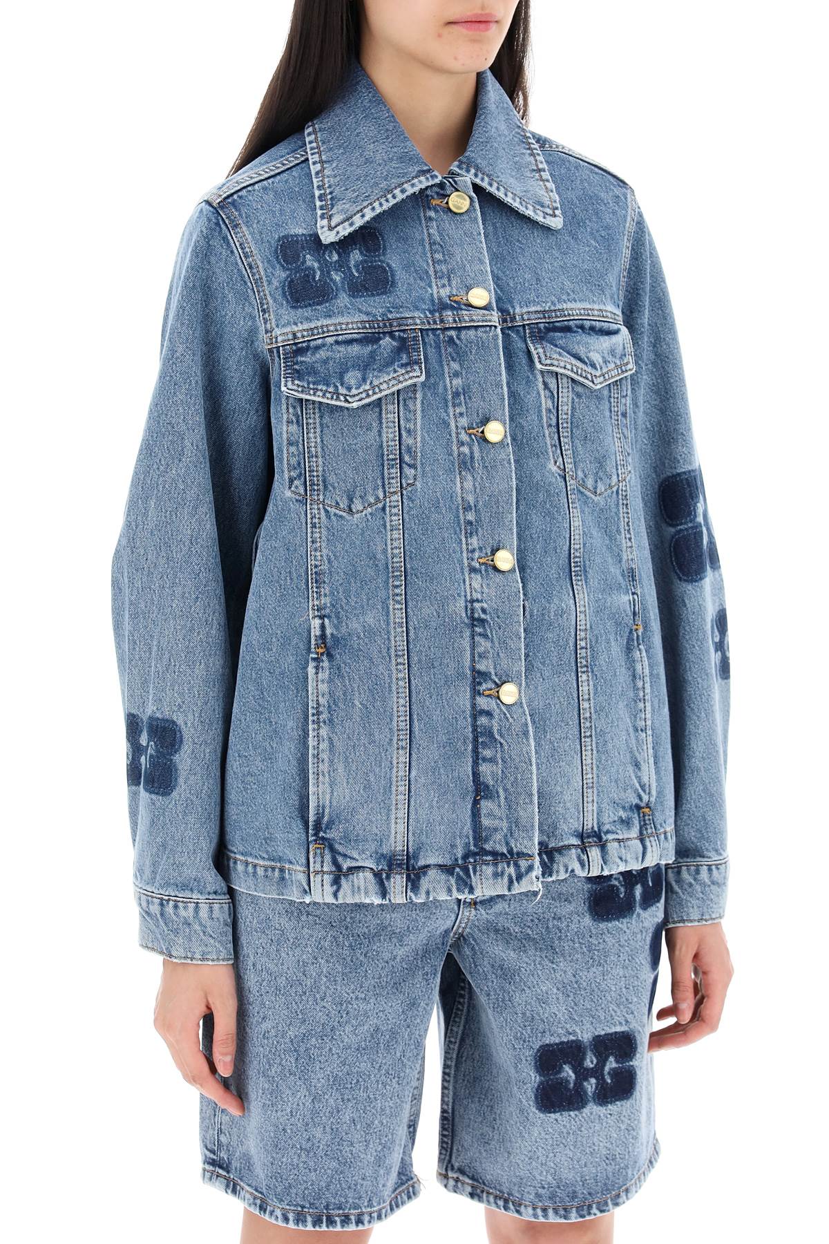 Denim Jacket With Patch Detail  - Blue