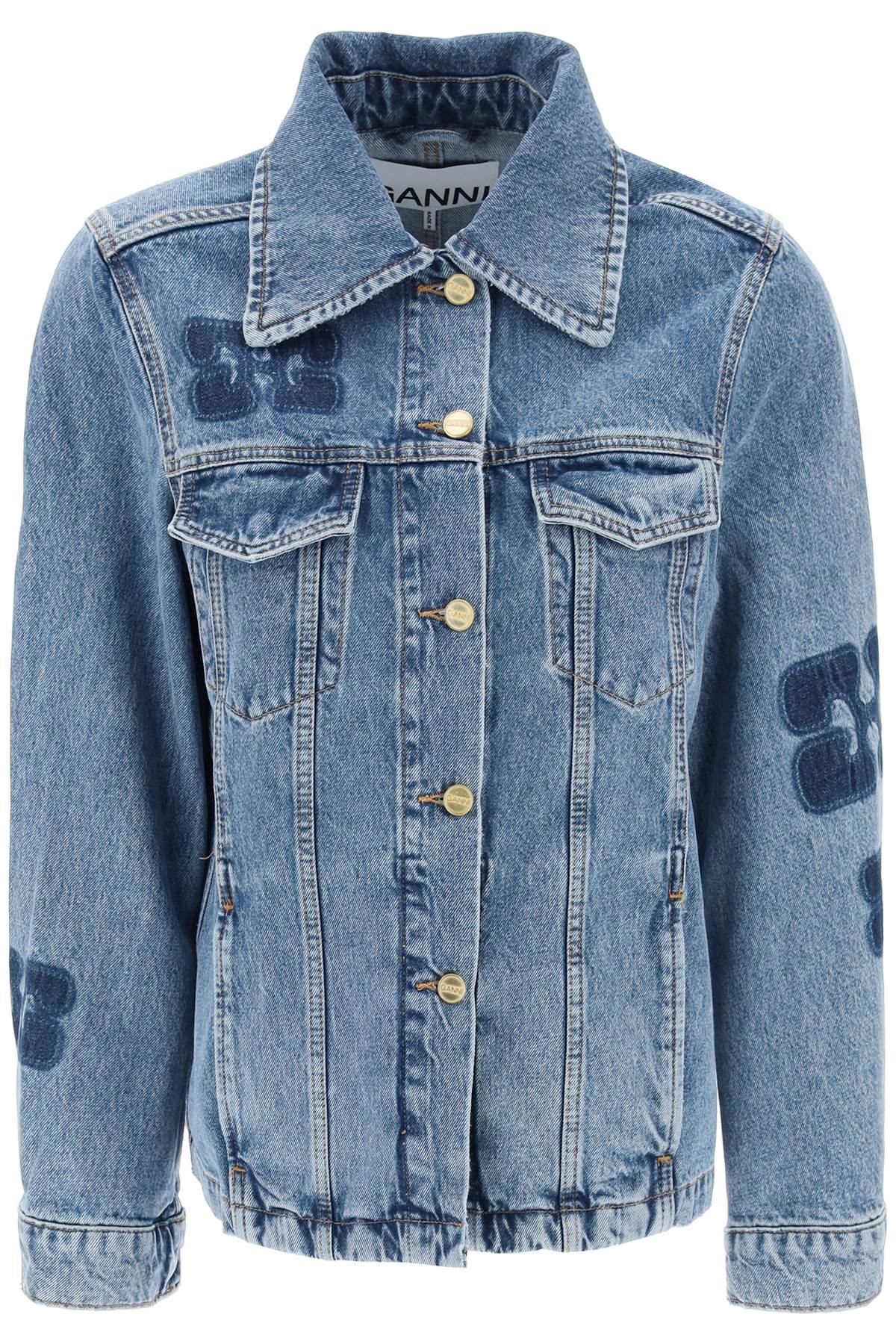 Denim Jacket With Patch Detail  - Blue