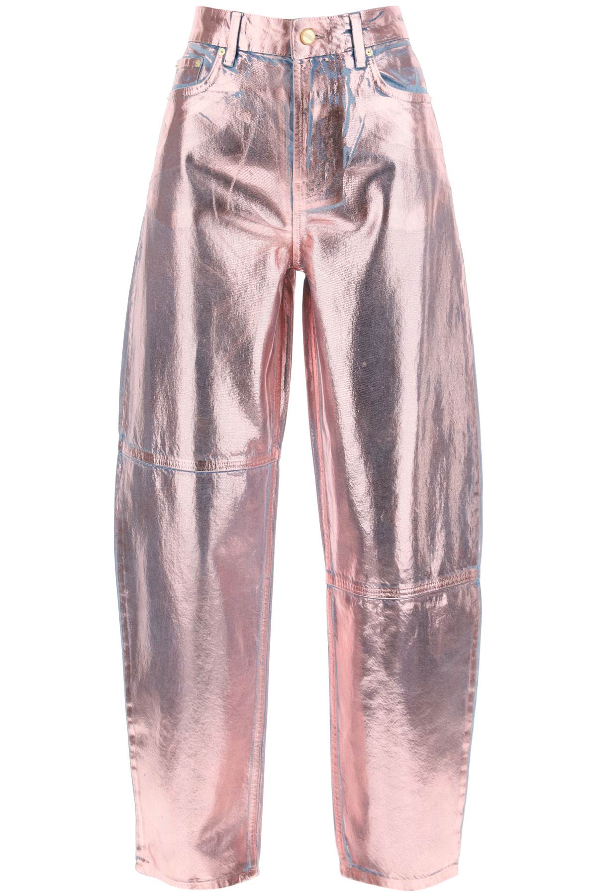 Curved Leg Jeans In Foil Denim  - Metallic