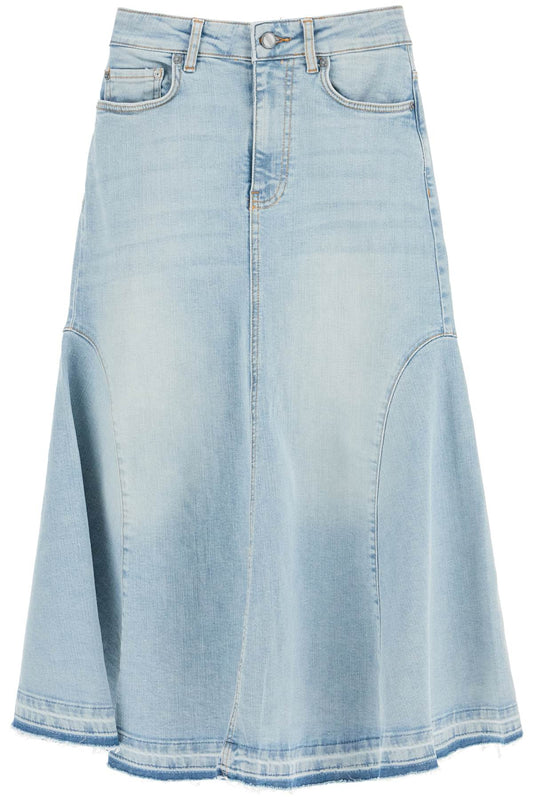 Flared Denim Skirt.  - Blue