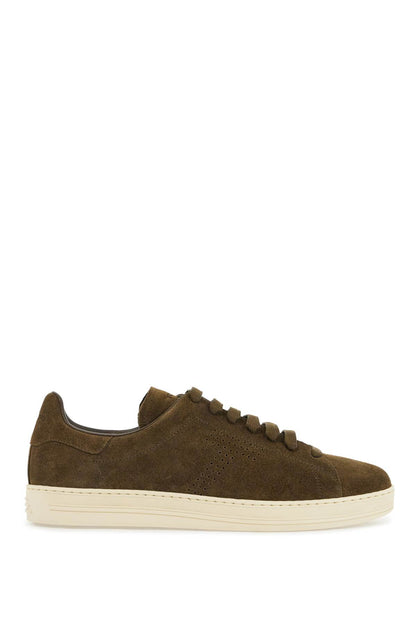 Khaki Suede Low Top Sneakers With Rubber Sole  - Khaki