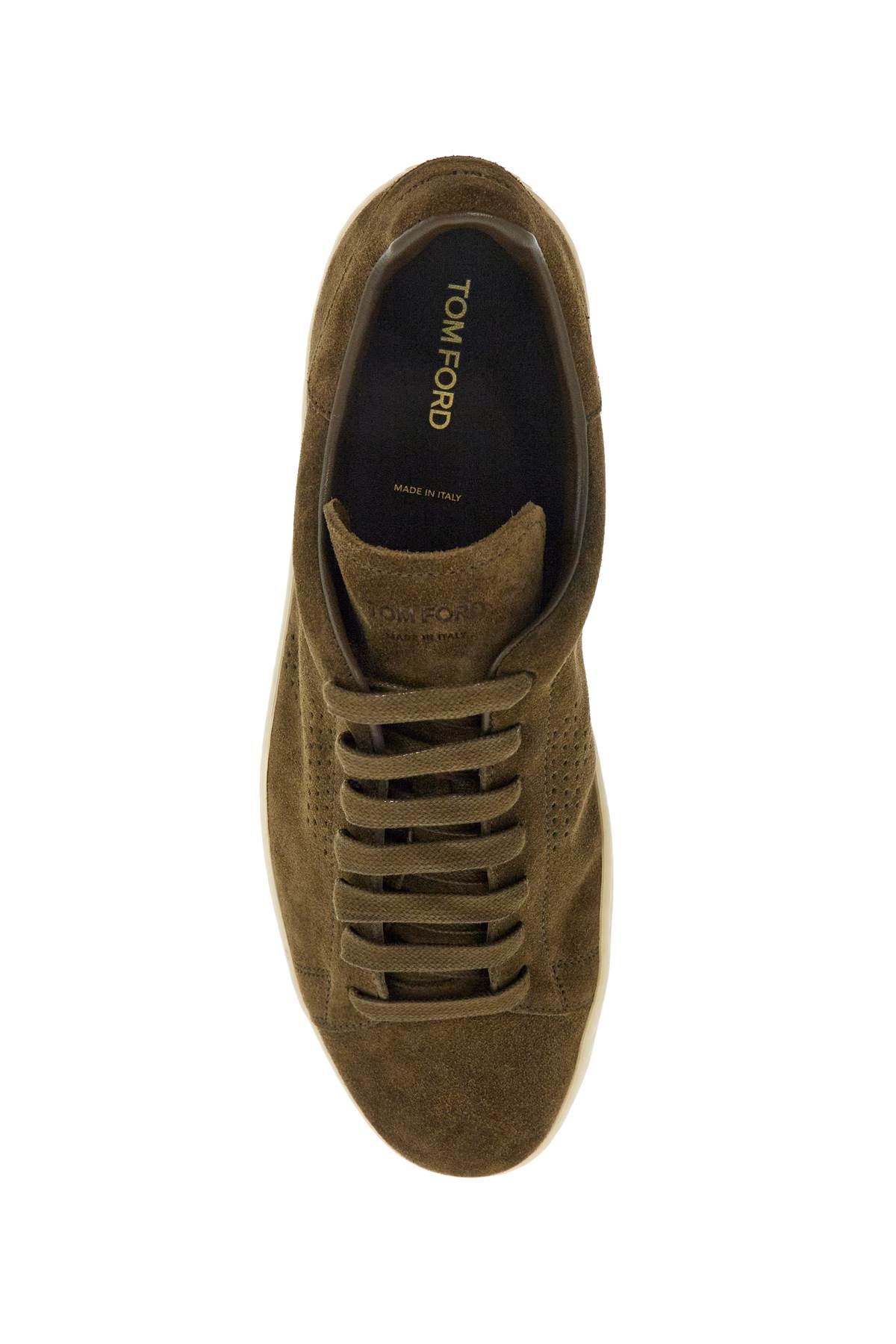 Khaki Suede Low Top Sneakers With Rubber Sole  - Khaki