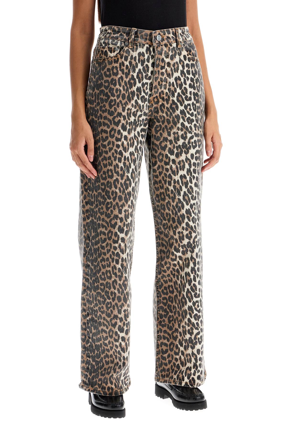 Leopard Print Izey Jeans  - Brown