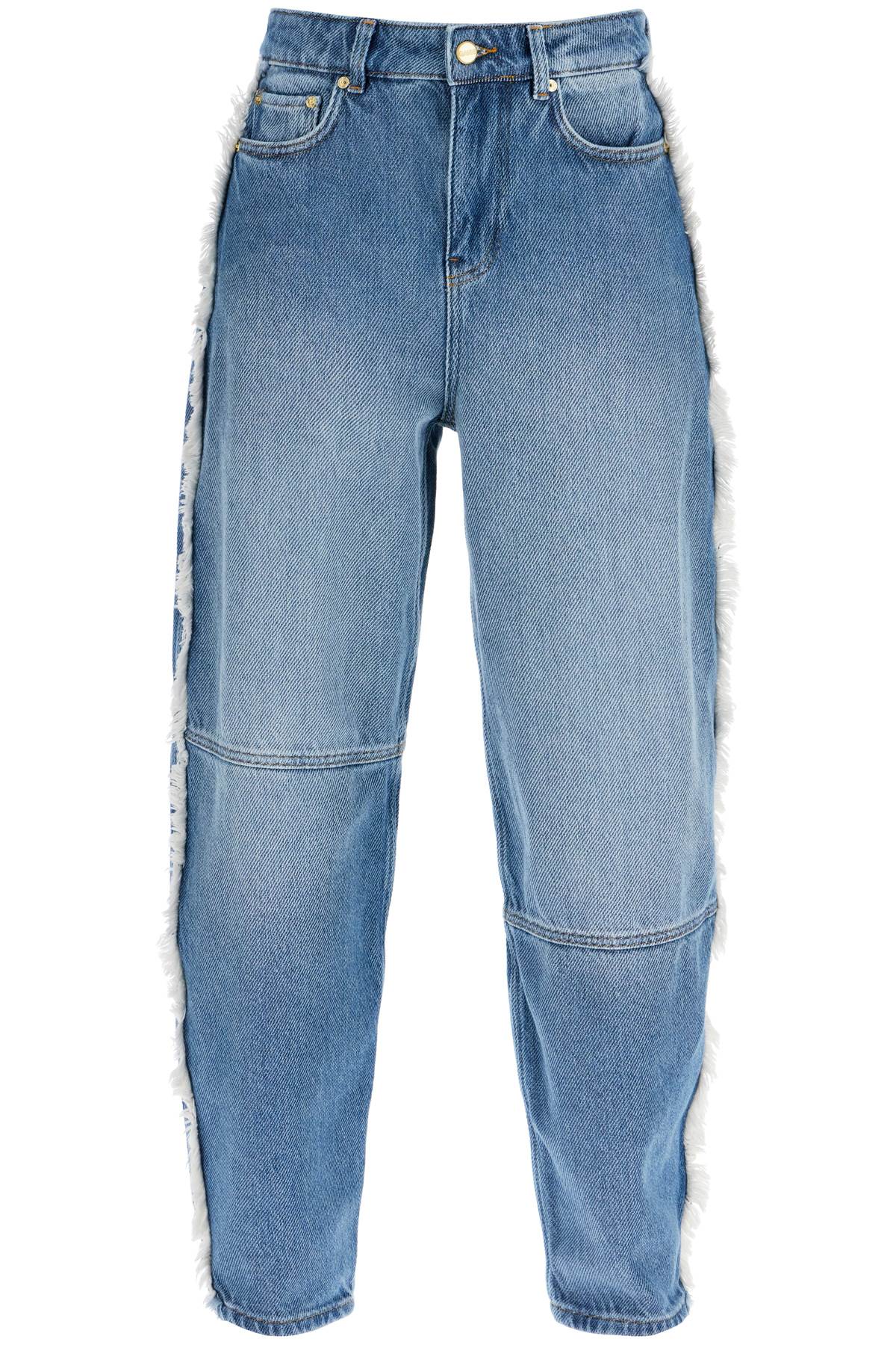 Distressed Barrel Jeans With  - Blue