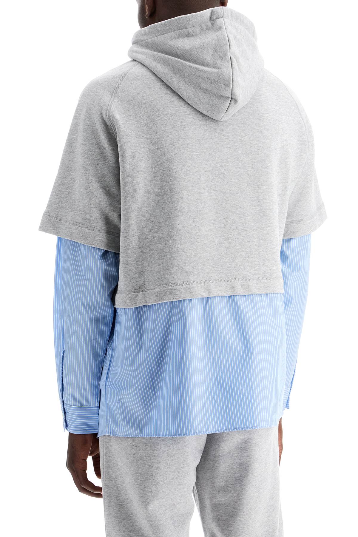 Hybrid Sweatshirt With Shirt Bottom  - Grey