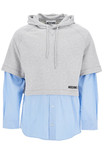 Hybrid Sweatshirt With Shirt Bottom  - Grey