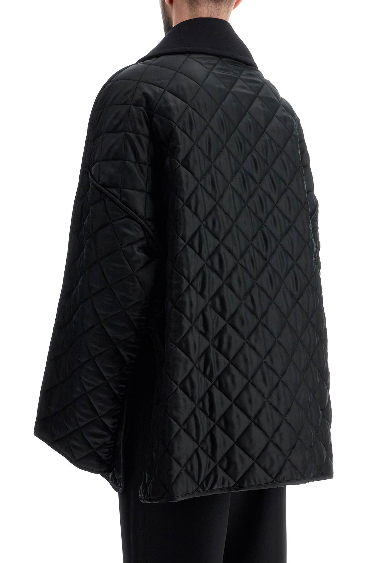 Quilted Maxi Jacket With Detachable  - Black