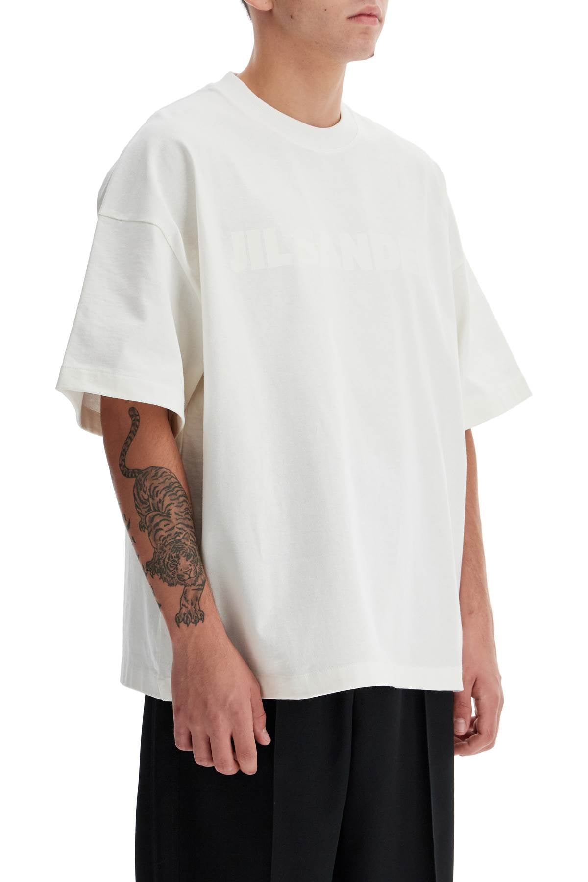 Logo Print Boxy T-shirt  - White