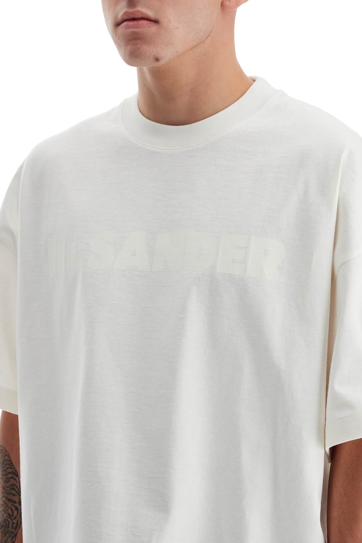 Logo Print Boxy T-shirt  - White