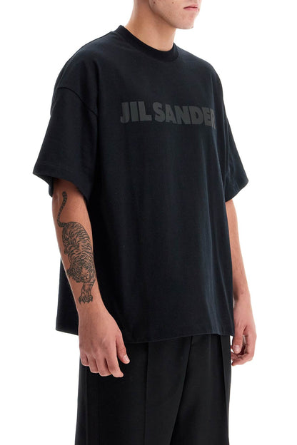 Logo Print Boxy T-shirt  - Black