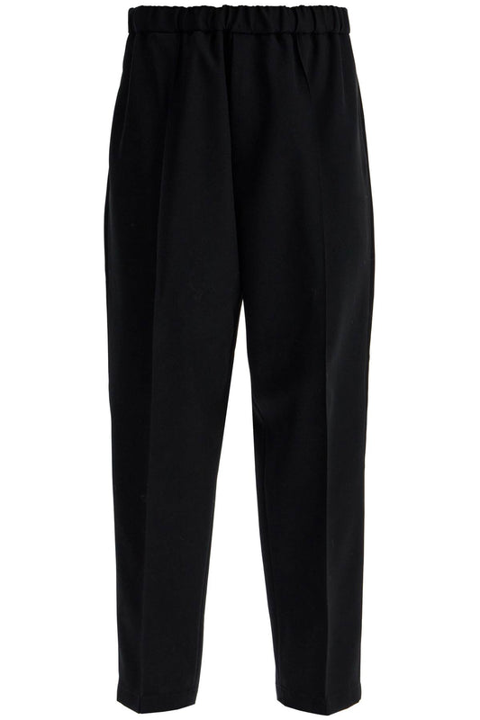 Tapered Wool Twill Trousers  - Black