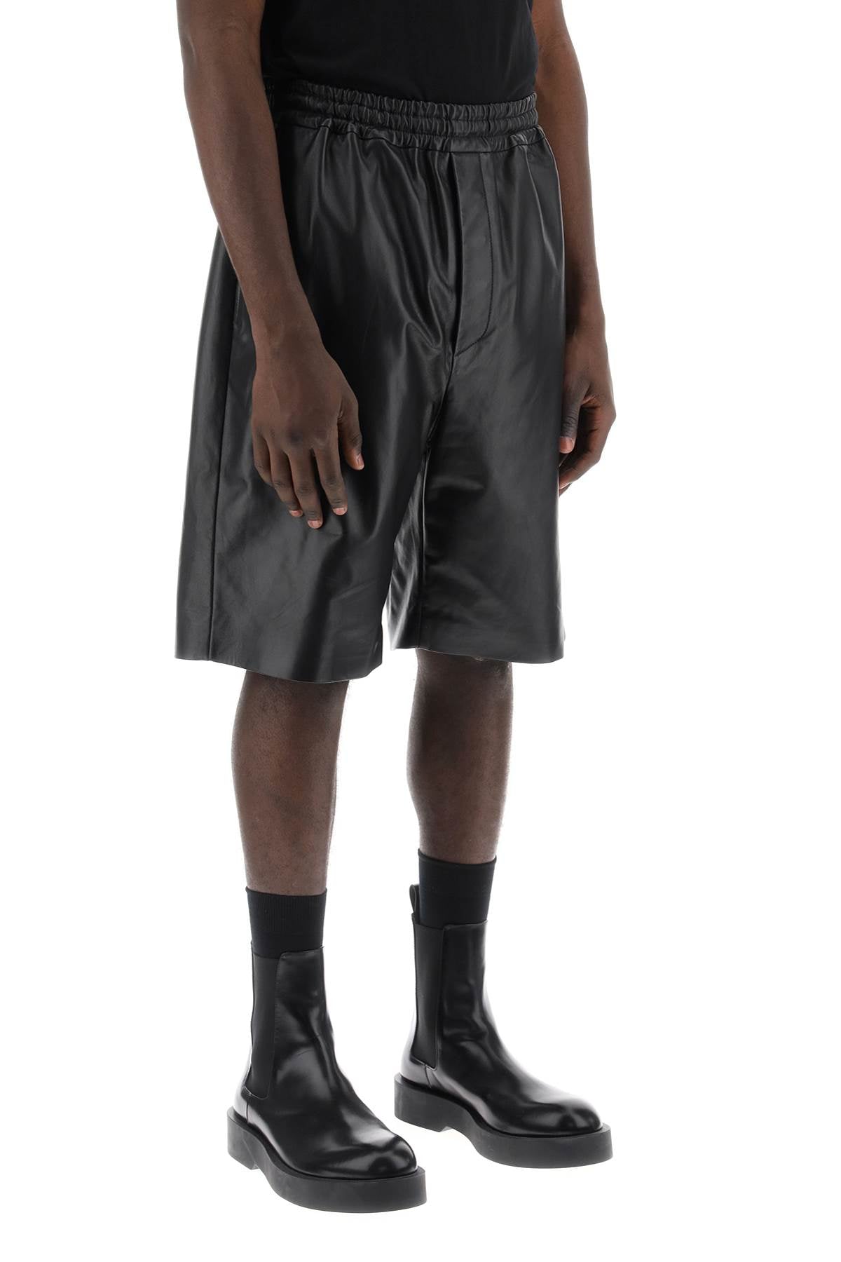 Leather Bermuda Shorts For  - Black