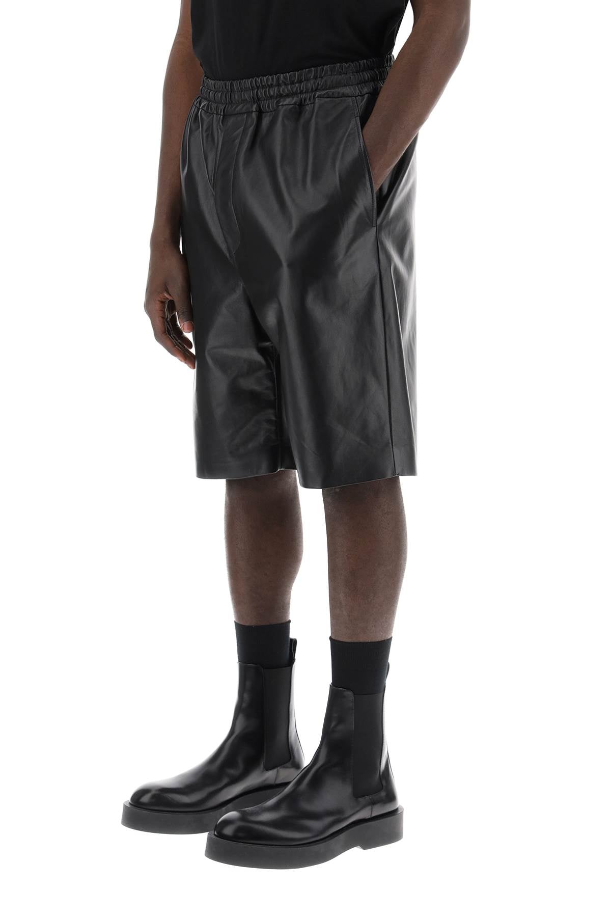 Leather Bermuda Shorts For  - Black