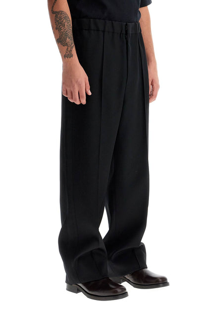 Wool Gabardine Trousers For  - Black