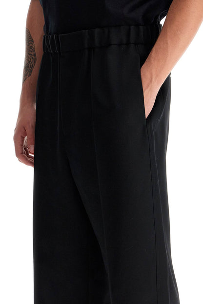 Wool Gabardine Trousers For  - Black