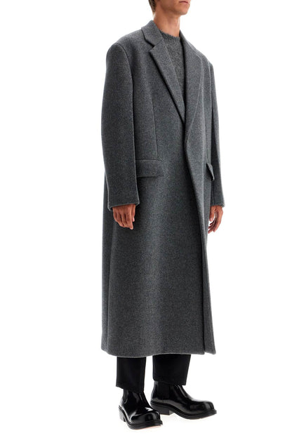 Long Felted Wool Coat  - Grey