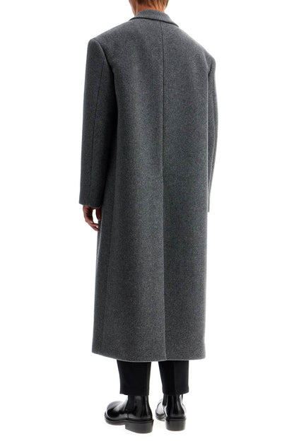 Long Felted Wool Coat  - Grey