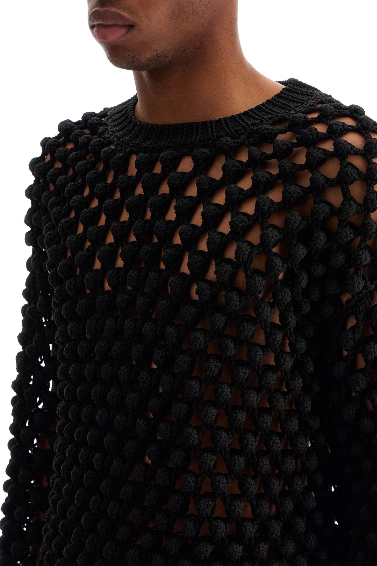 Popcorn Stitch Sweater  - Black