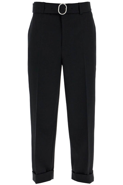 Wool Pants With Belt.  - Black