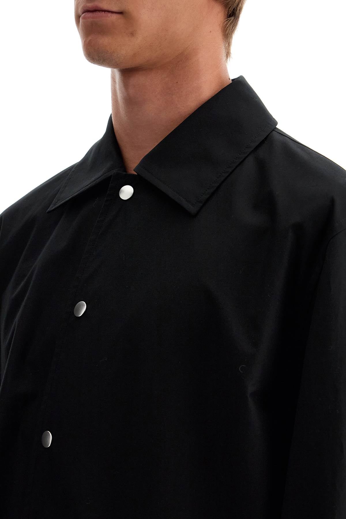 Cotton Logo Overshirt With  - Black