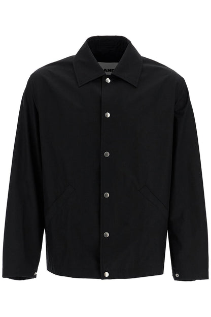 Cotton Logo Overshirt With  - Black