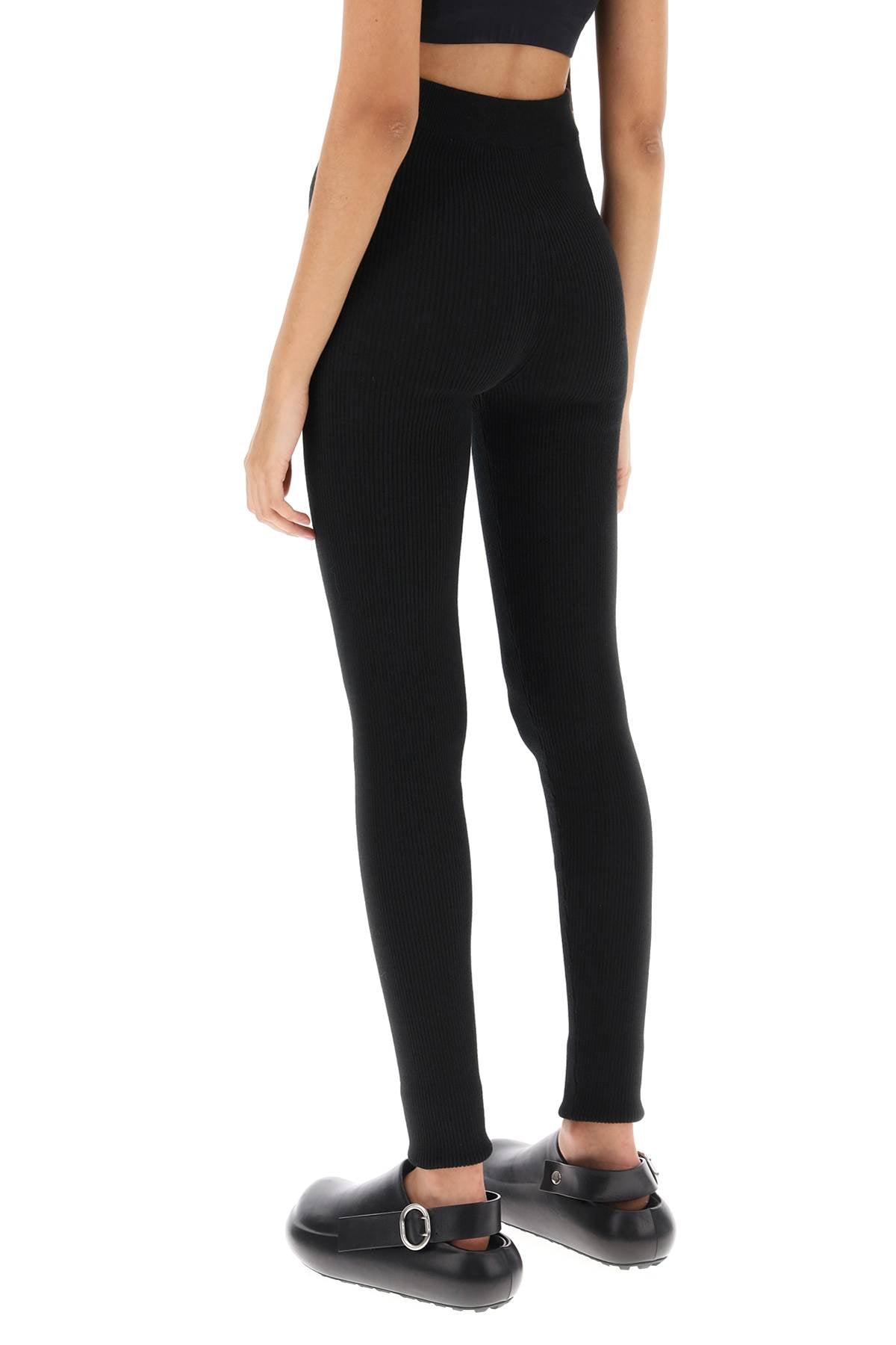 Rib Knit Leggings  - Nero