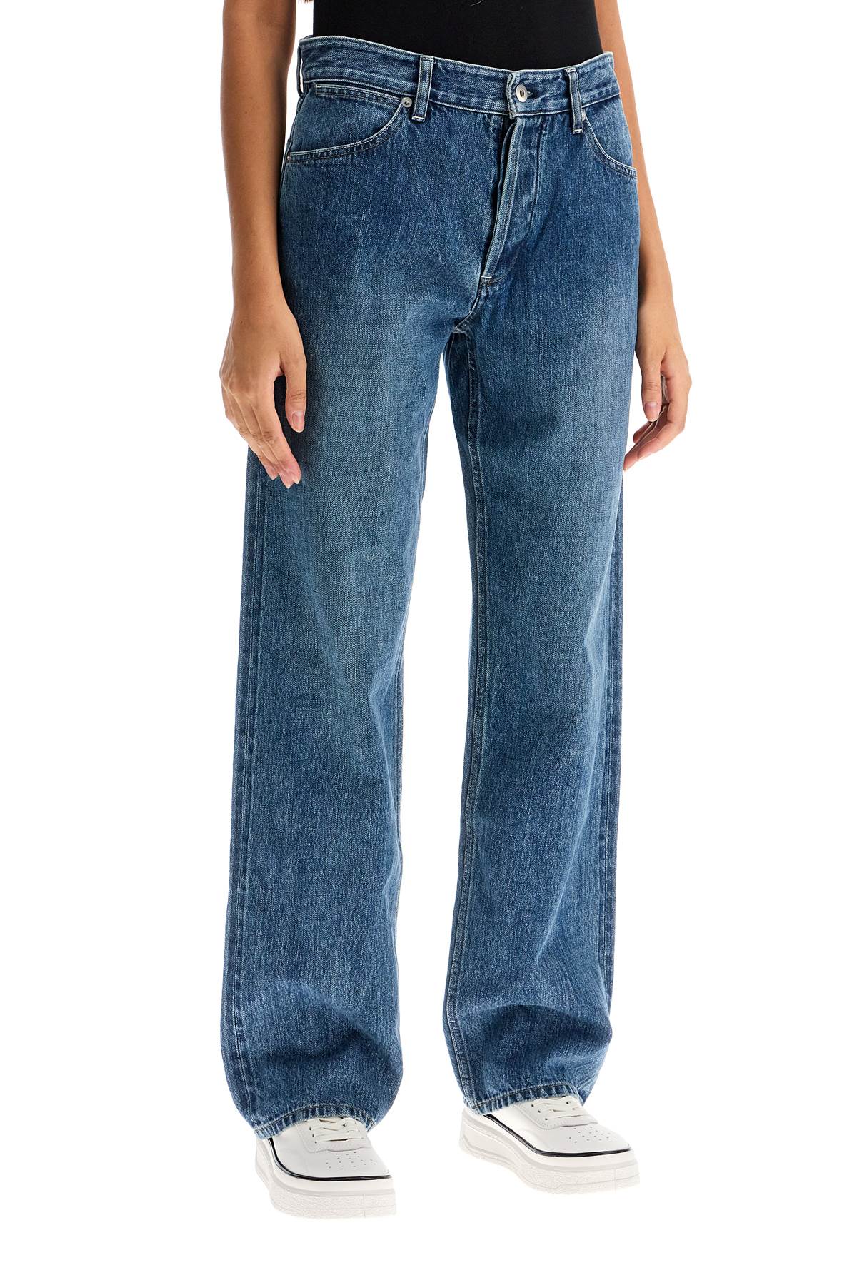 Loose Fit Straight Cut Jeans  - Blue