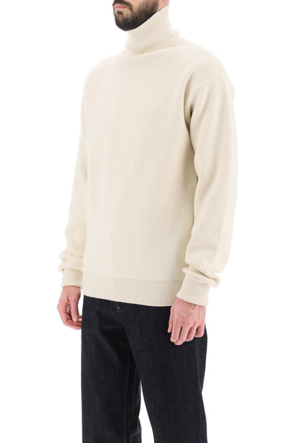 Side Zip High Neck Sweater  - Bianco