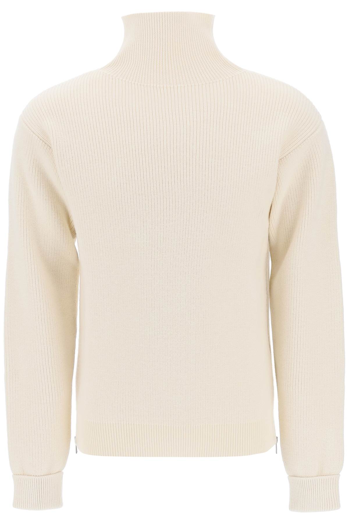 Side Zip High Neck Sweater  - Bianco