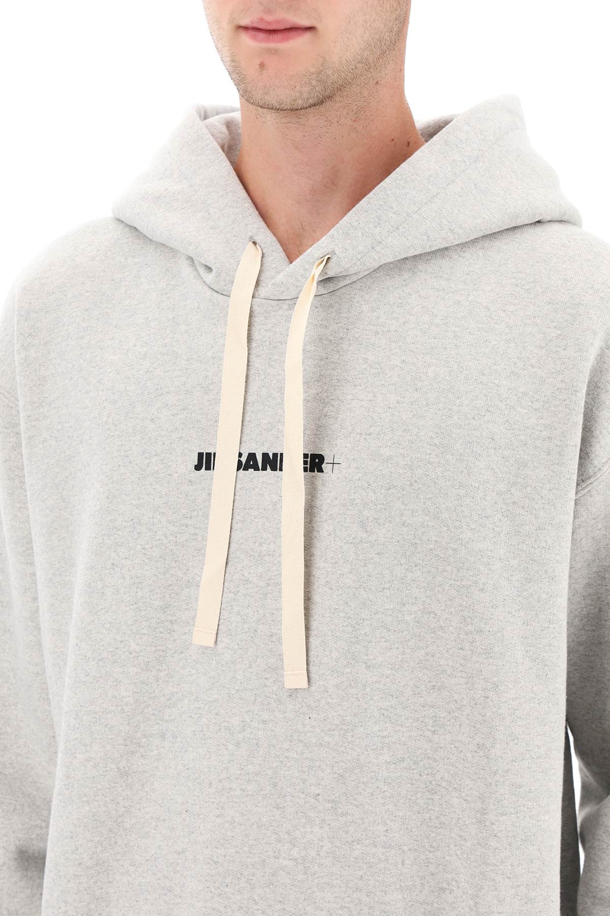 Hoodie With Logo Print  - Grey