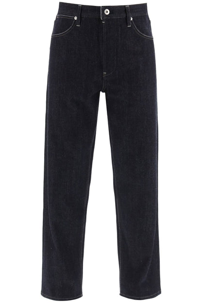 Brushed-back Straight Jeans  - Blu